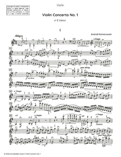 Komarowski - Violin Concerto No. 1 in E minor (PDF Sheet Music / Digital Download)