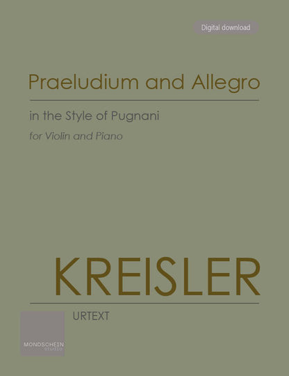 Kreisler - Praeludium and Allegro for Violin and Piano (PDF Digital Download | Printed Sheet Music)