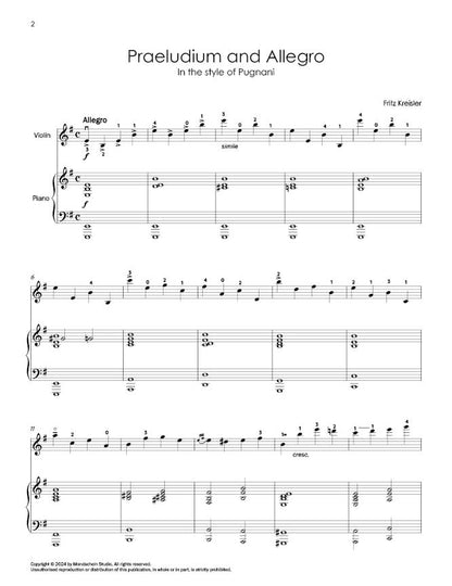 Kreisler - Praeludium and Allegro for Violin and Piano (PDF Digital Download | Printed Sheet Music)
