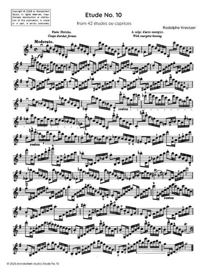 Kreutzer - Etude, No. 10 from 42 études ou caprices (PDF Sheet Music / Digital Download)