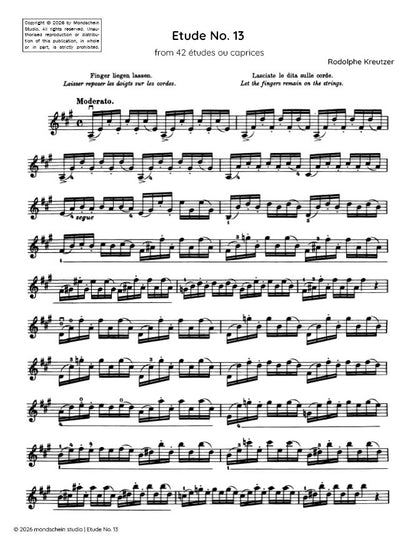 Kreutzer - Etude, No. 13 from 42 études ou caprices (PDF Sheet Music / Digital Download)