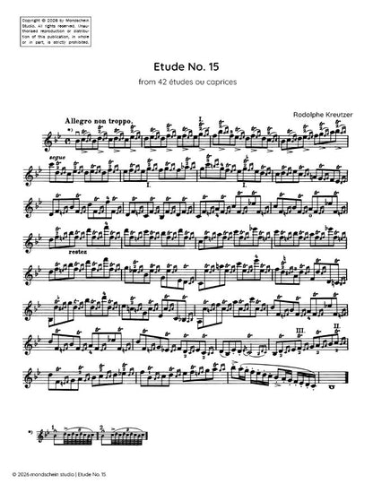 Kreutzer - Etude, No. 15 from 42 études ou caprices (PDF Sheet Music / Digital Download)