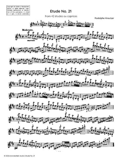 Kreutzer - Etude, No. 21 from 42 études ou caprices (PDF Sheet Music / Digital Download)