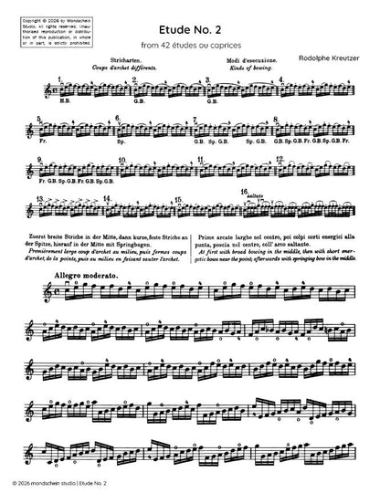 Kreutzer - Etude, No. 2 from 42 études ou caprices (PDF Sheet Music / Digital Download)