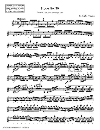Kreutzer - Etude, No. 30 from 42 études ou caprices (PDF Sheet Music / Digital Download)