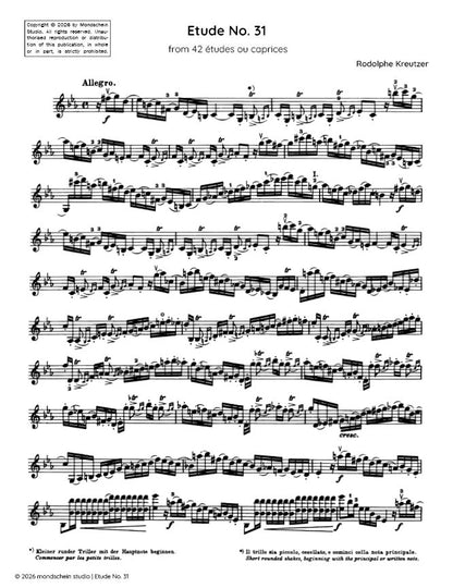 Kreutzer - Etude, No. 31 from 42 études ou caprices (PDF Sheet Music / Digital Download)
