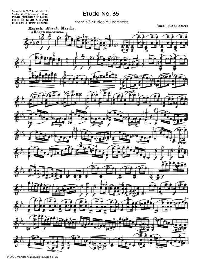 Kreutzer - Etude, No. 35 from 42 études ou caprices (PDF Sheet Music / Digital Download)