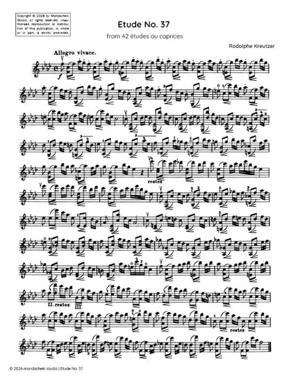 Kreutzer - Etude, No. 37 from 42 études ou caprices (PDF Sheet Music / Digital Download)