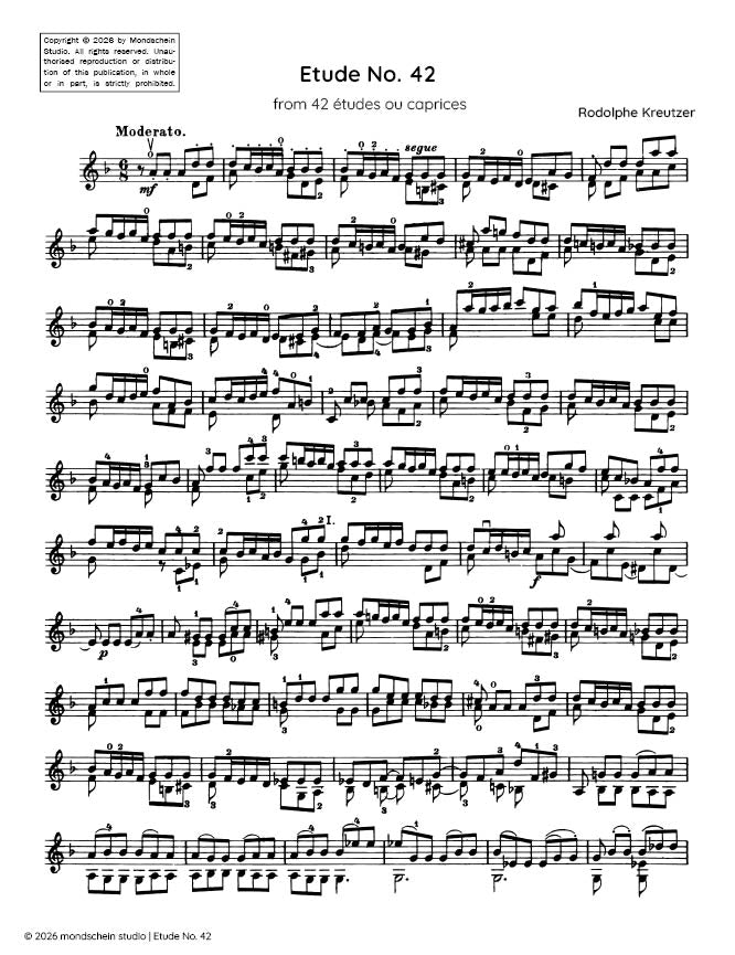 Kreutzer - Etude, No. 42 from 42 études ou caprices (PDF Sheet Music / Digital Download)