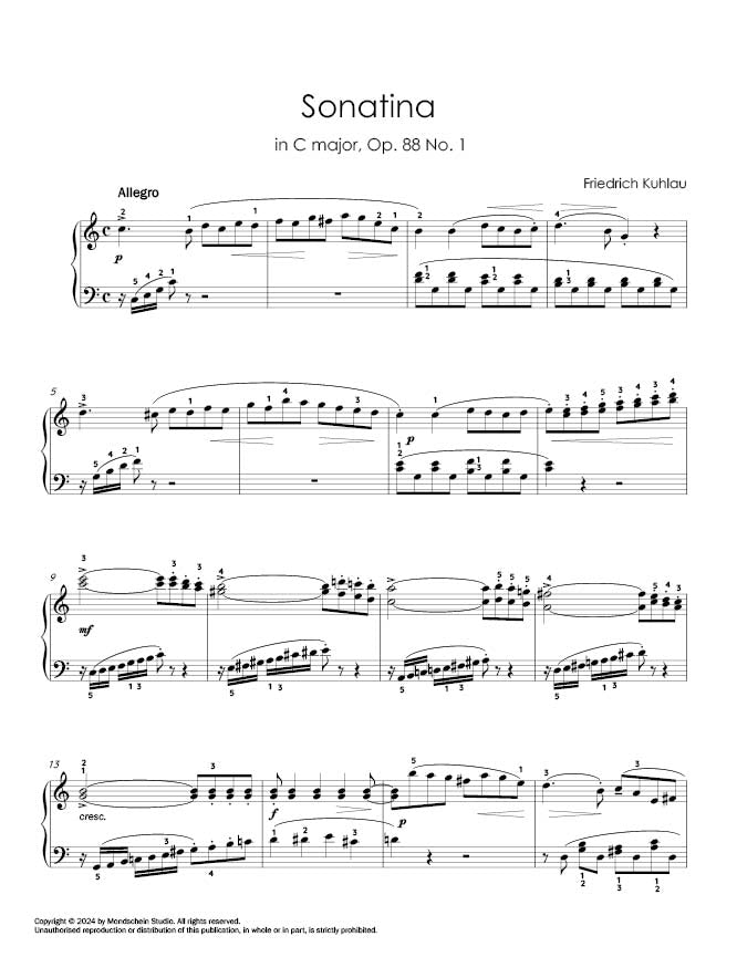 Kuhlau - Sonatina in C major, Op. 88 No. 1 (PDF Digital Download | Printed Sheet Music)