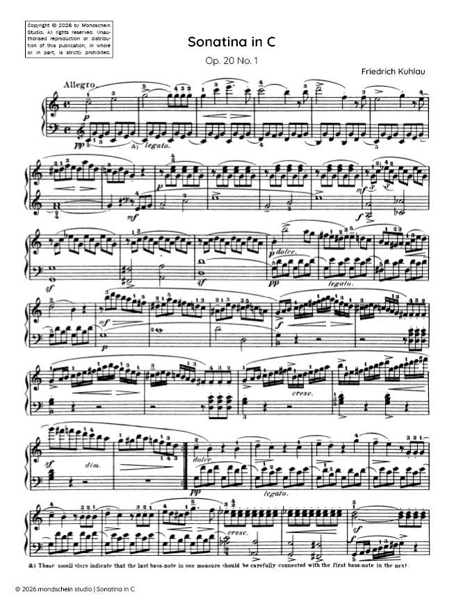 Kuhlau - Sonatina, Op. 20 No. 1 (PDF Sheet Music / Digital Download)