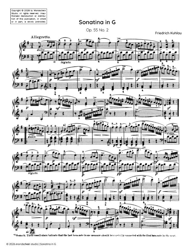 Kuhlau - Sonatina, Op. 55 No. 2 (PDF Sheet Music / Digital Download)