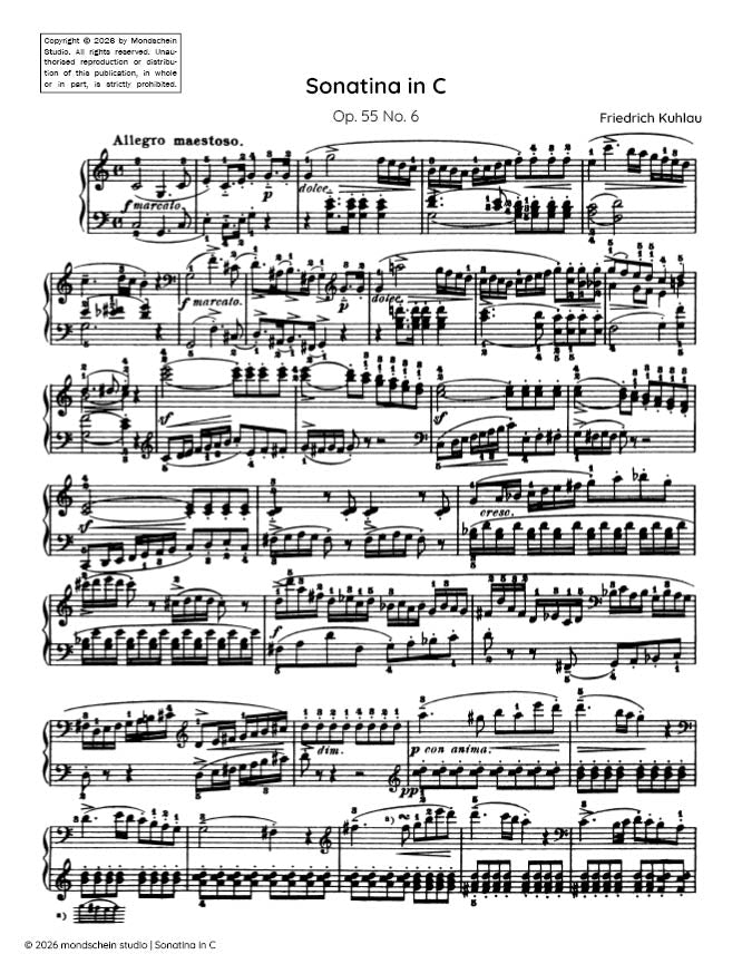 Kuhlau - Sonatina, Op. 55 No. 6 (PDF Sheet Music / Digital Download)