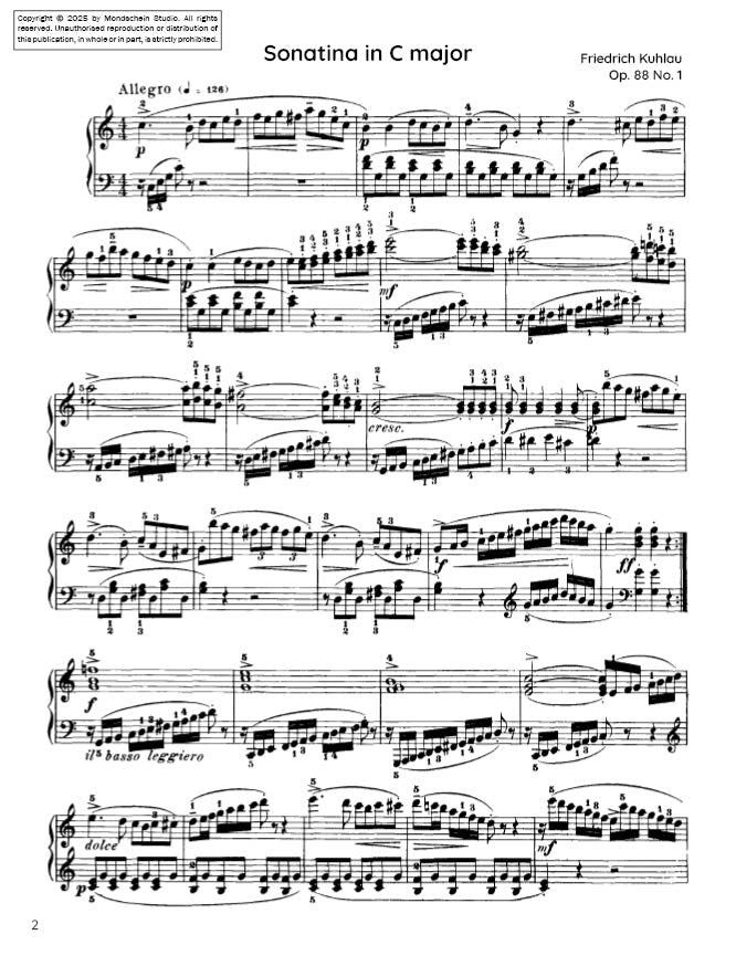 Kuhlau - Sonatina, Op. 88 No. 1 (PDF Sheet Music / Digital Download)