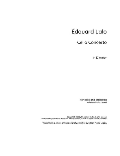 Lalo - Cello Concerto in D minor (PDF Sheet Music / Digital Download)