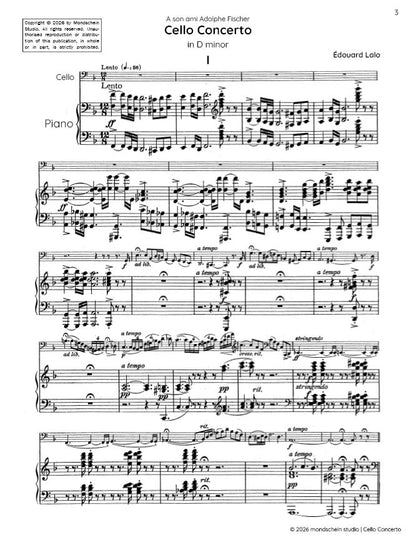 Lalo - Cello Concerto in D minor (PDF Sheet Music / Digital Download)
