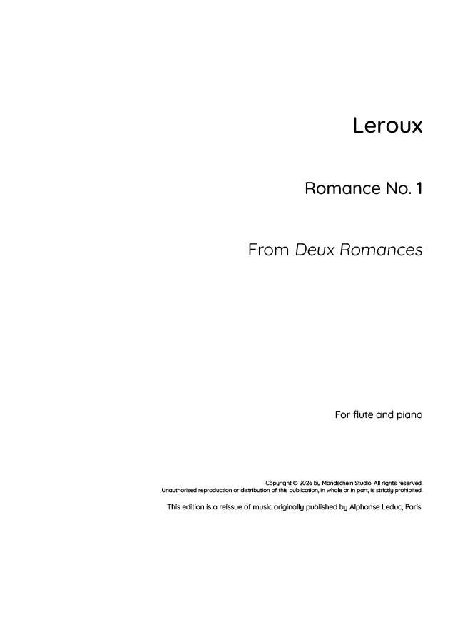 Leroux - Romance No. 1 from Deux Romances (PDF Sheet Music / Digital Download)