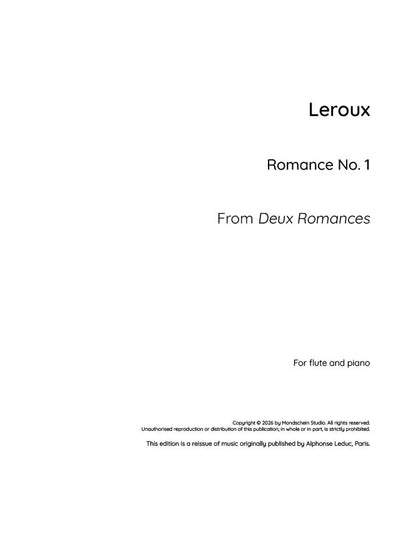 Leroux - Romance No. 1 from Deux Romances (PDF Sheet Music / Digital Download)