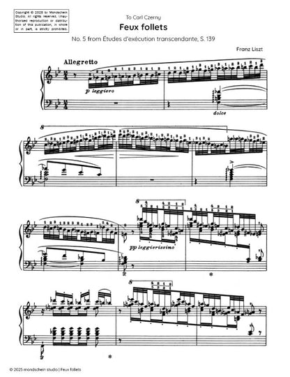 Liszt - "Feux follets", No. 5 from Études d'exécution transcendante, S. 139 (PDF Sheet Music / Digital Download)