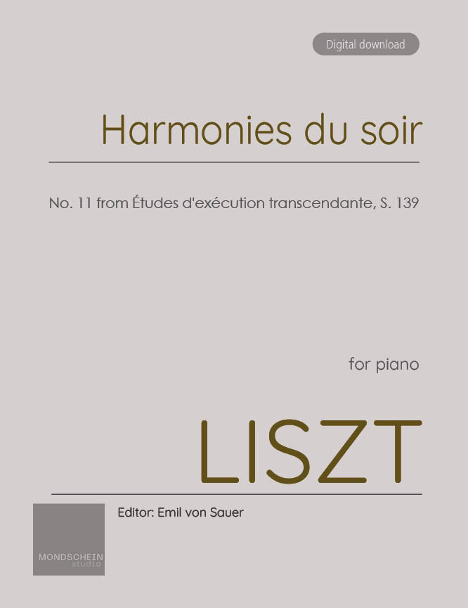 Liszt - "Harmonies du soir", No. 11 from Études d'exécution transcendante, S. 139 (PDF Sheet Music / Digital Download)