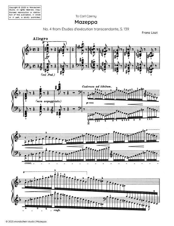 Liszt - "Mazeppa", No. 4 from Études d'exécution transcendante, S. 139 (PDF Sheet Music / Digital Download)