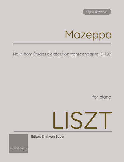 Liszt - "Mazeppa", No. 4 from Études d'exécution transcendante, S. 139 (PDF Sheet Music / Digital Download)