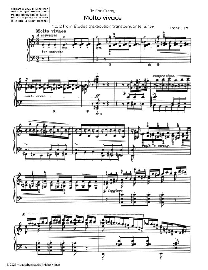 Liszt - "(Molto Vivace)", No. 2 from Études d'exécution transcendante, S. 139 (PDF Sheet Music / Digital Download)