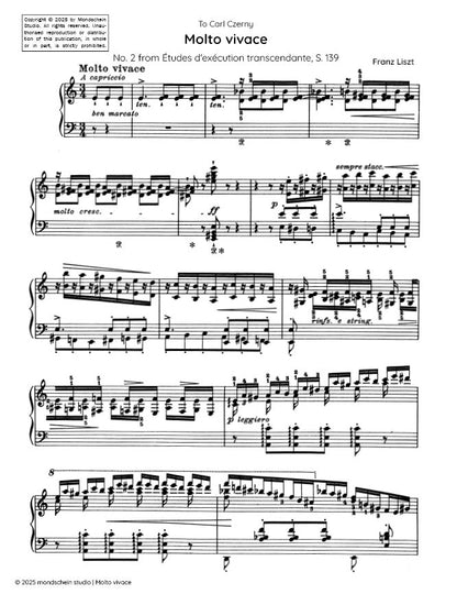 Liszt - "(Molto Vivace)", No. 2 from Études d'exécution transcendante, S. 139 (PDF Sheet Music / Digital Download)