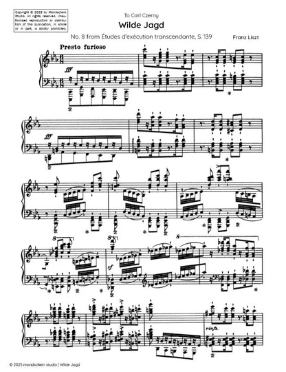 Liszt - "Wilde Jagd", No. 8 from Études d'exécution transcendante, S. 139 (PDF Sheet Music / Digital Download)