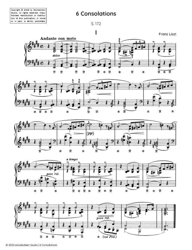 Liszt - 6 Consolations, S. 172 (PDF Sheet Music / Digital Download)