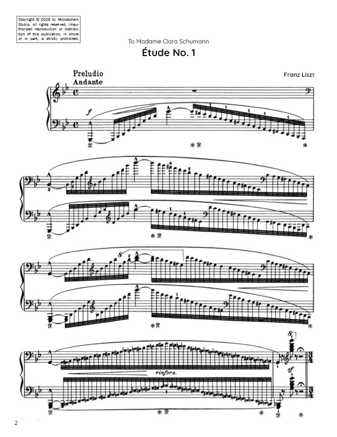 Liszt - Grandes études de Paganini No. 1 - "Tremolo" (PDF Sheet Music / Digital Download)