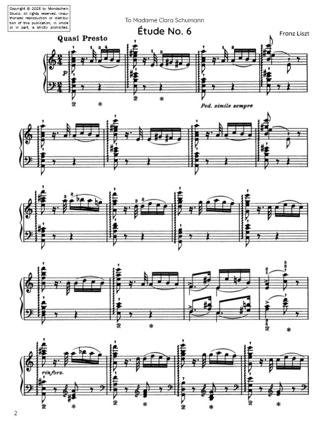 Liszt - Grandes études de Paganini No. 6 (PDF Sheet Music / Digital Download)