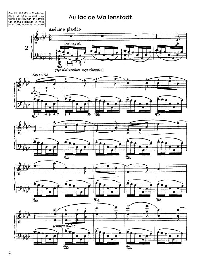 Liszt - Années de pèlerinage I - 2. Au lac de Wallenstadt (PDF Sheet Music / Digital Download)