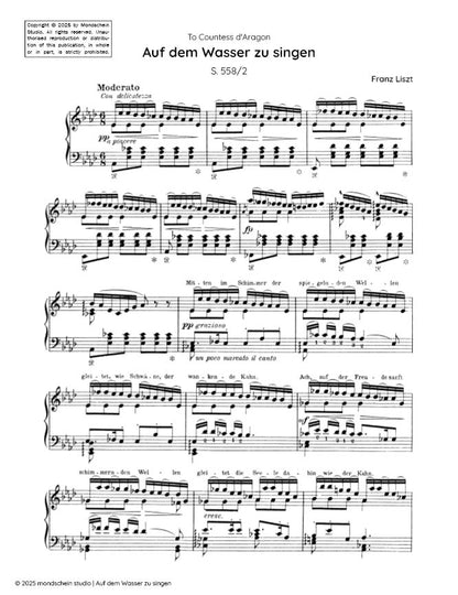 Liszt - Auf dem Wasser zu singen, S. 558/2 (PDF Sheet Music / Digital Download)