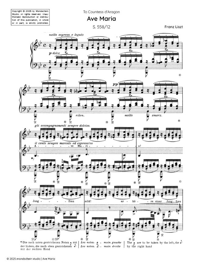 Liszt - Ave Maria, S. 558/12 (PDF Sheet Music / Digital Download)