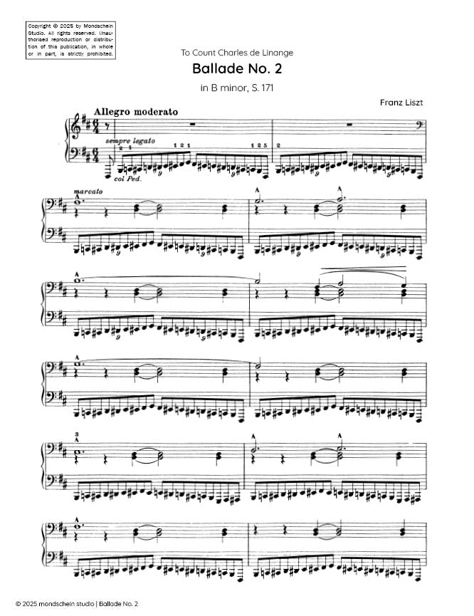 Liszt - Ballade No. 2 in B minor, S. 171 (PDF Sheet Music / Digital Download)