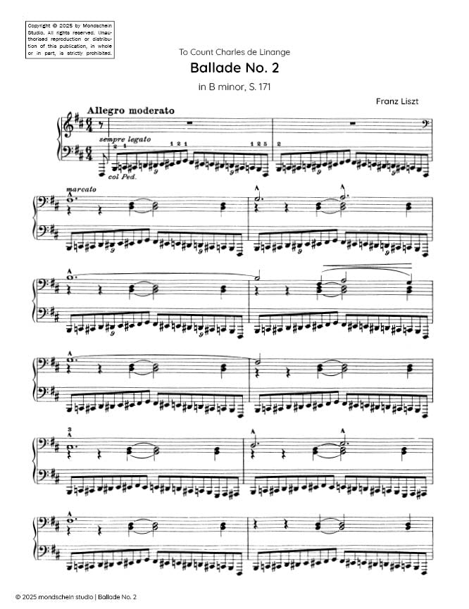 Liszt - Ballade No. 2 in B minor, S. 171 (PDF Sheet Music / Digital Download)