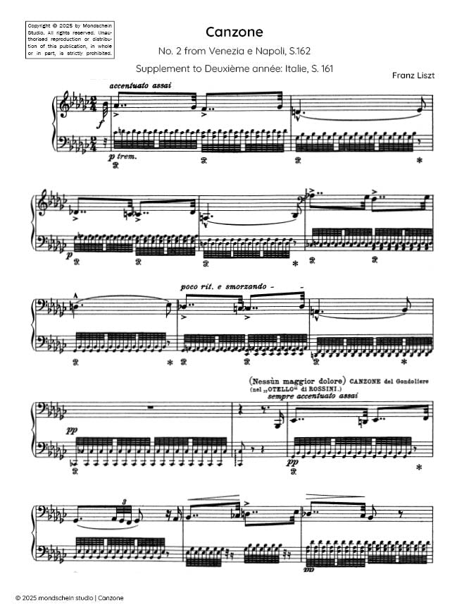 Liszt - Canzone, No. 2 from Venezia e Napoli, S.162/2 (PDF Sheet Music / Digital Download)
