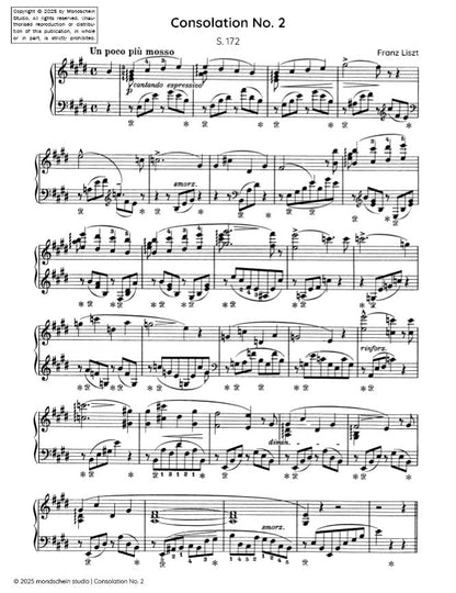 Liszt - Consolation No. 2 in E major, S. 172/2 (PDF Sheet Music / Digital Download)