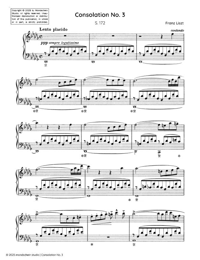Liszt - Consolation No. 3 in D-flat major, S. 172/3 (PDF Sheet Music / Digital Download)