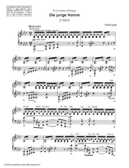Liszt - Die junge Nonne, S. 558/6 (PDF Sheet Music / Digital Download)