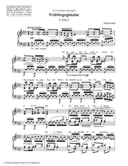 Liszt - Frühlingsglaube, S. 558/7 (PDF Sheet Music / Digital Download)