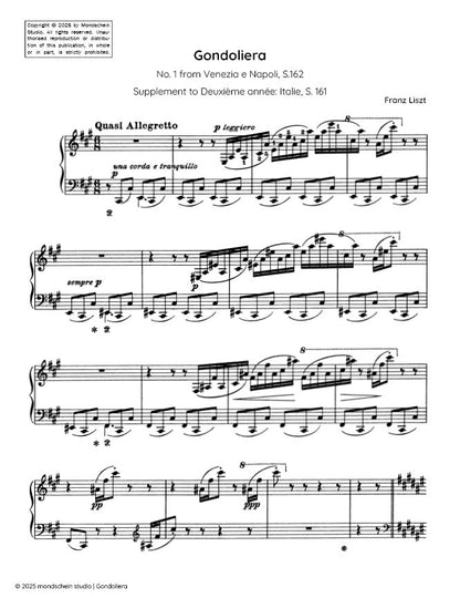Liszt - Gondoliera, No. 1 from Venezia e Napoli, S.162/1 (PDF Sheet Music / Digital Download)