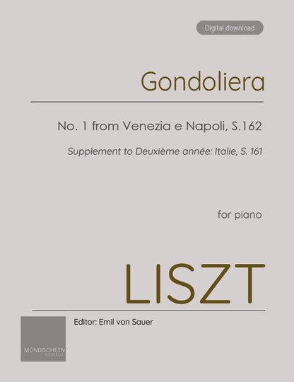 Liszt - Gondoliera, No. 1 from Venezia e Napoli, S.162/1 (PDF Sheet Music / Digital Download)