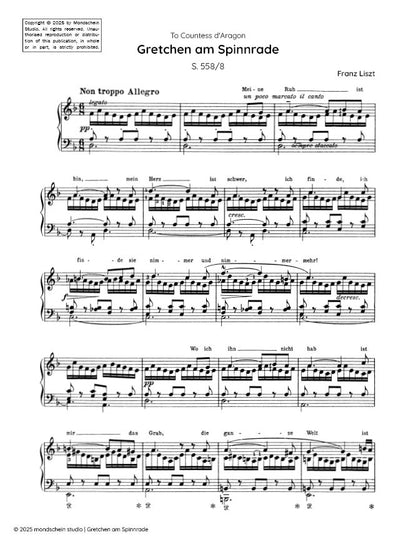 Liszt - Gretchen am Spinnrade, S. 558/8 (PDF Sheet Music / Digital Download)