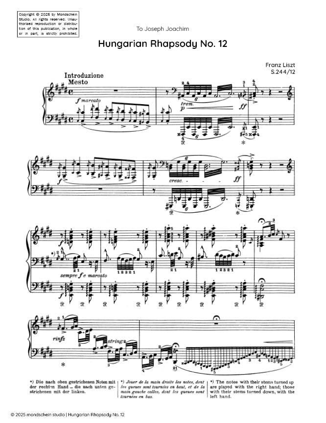 Liszt - Hungarian Rhapsody No. 12, S.244/2 (PDF Sheet Music / Digital Download)