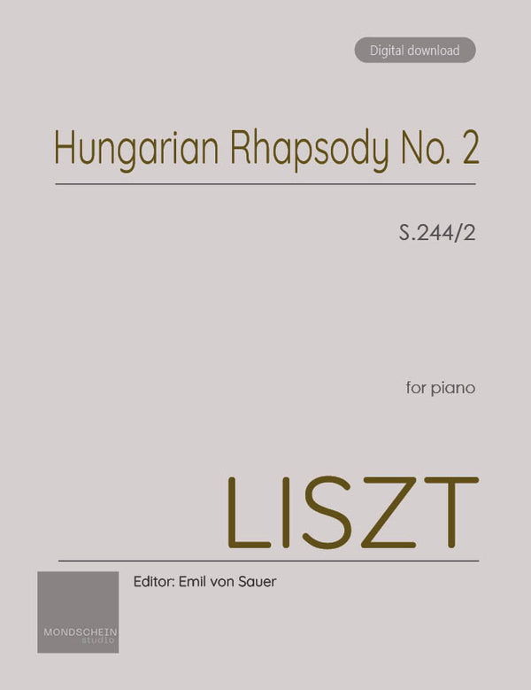 Liszt - Hungarian Rhapsody No. 2, S.244/2 (PDF Sheet Music / Digital D ...