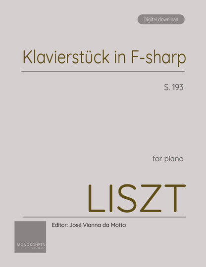 Liszt - Klavierstück in F-sharp, S.193 (PDF Sheet Music / Digital Download)