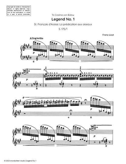 Liszt - Legend No. 1 - St. Francis of Assisi's sermon to the birds, S. 175/1 (PDF Sheet Music / Digital Download)