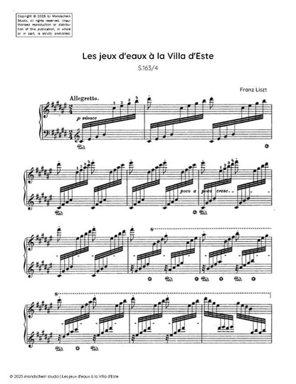 Liszt - Les jeux d'eaux à la Villa d'Este, S. 163/4 (PDF Sheet Music / Digital Download)